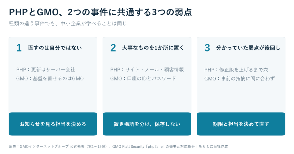 2つの事件に共通する3つの弱点。直すのは自分ではない、大事なものを1か所に置く、分かっていた弱点が後回し